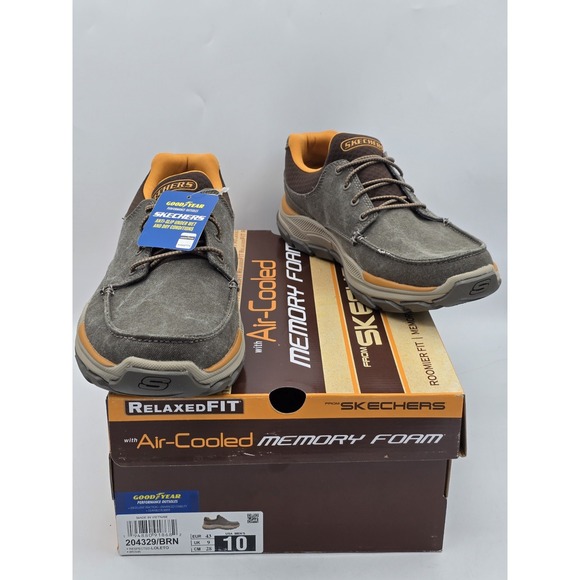 Skechers Men's Relaxed Fit Respected Loleto Brown Canvas Shoes Size 10 204329 - Picture 1 of 13